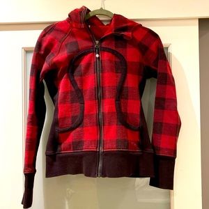 Red Black check hoodie